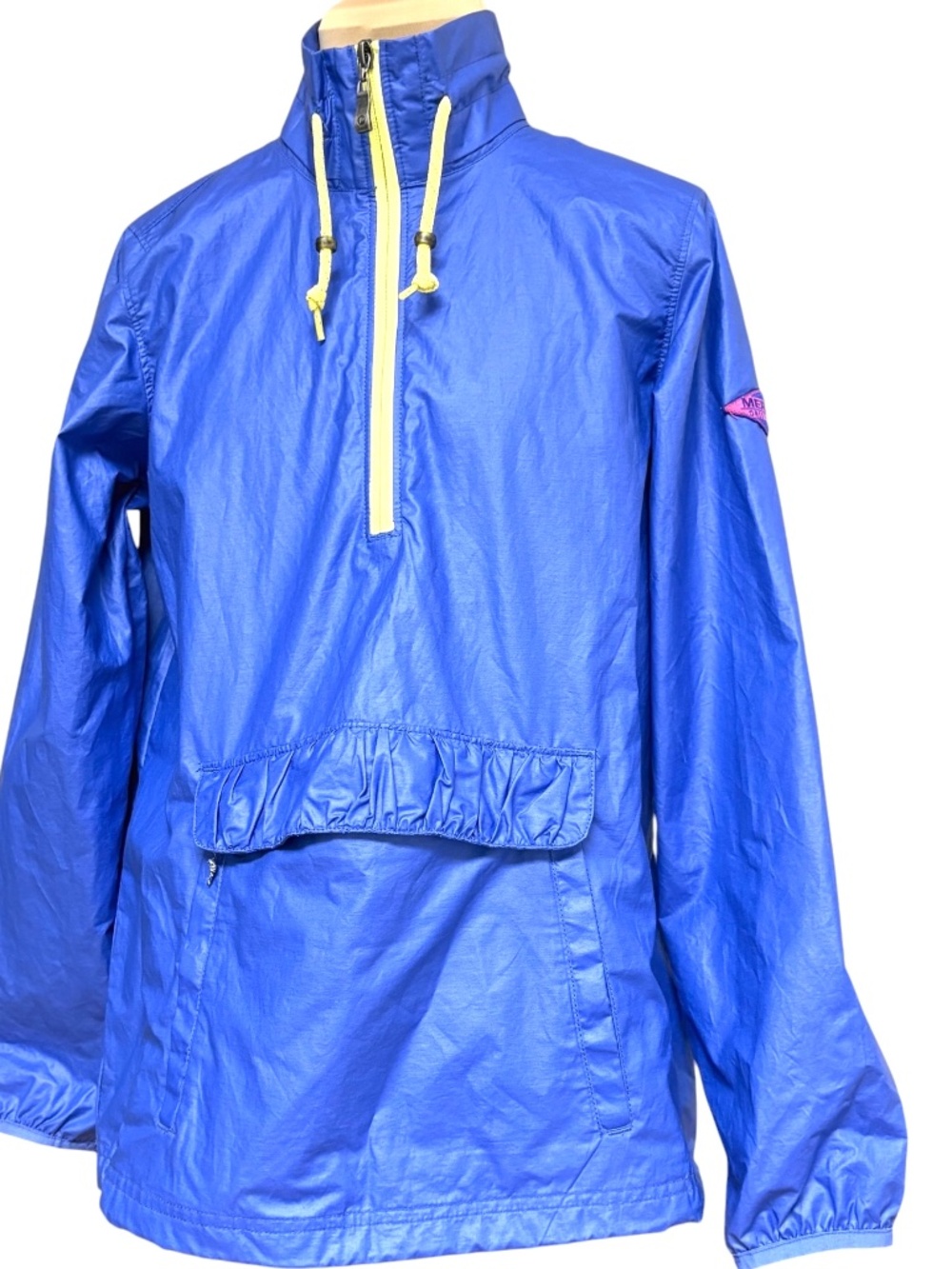 MERRELL jacket windbreaker blue pullover ¼ zip poly big front pocket / no hood